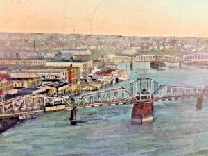 Postcard  Hand Tinted 1913 View of Willamette River and Bridges, Portland, OR.Y9