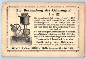 Munich Bavaria Germany Postcard “Atom Centrifugal Oil Cleaner 1918 Posted