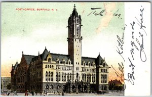 VINTAGE POSTCARD POST OFFICE AT BUFFALO NEW YORK 1909 (front top disturbed)