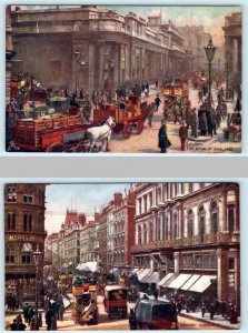 2 Tuck Oilette LONDON, ENGLAND ~ Bank of England, Cheapside STREET SCENES 1910s