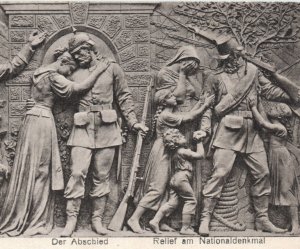 WWI German Soldier Monument Art Carving Propaganda Postcard