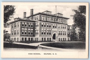Milford New Hampshire Postcard High School Exterior View c1940 Vintage Antique