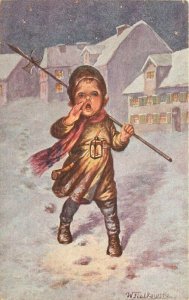 Artist impression C-1910 Little Boy Lantern Town Cryer #1321 Postcard 20-3549