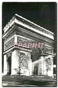 Old Postcard Paris's Arc de Triomphe Etoile Night