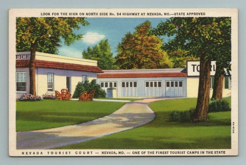 Nevada Tourist Court Camp MO Missouri Postcard