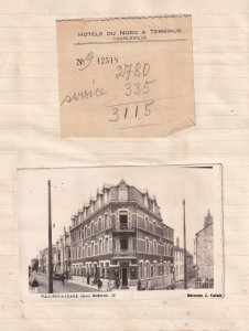 Hotel Du Nord Terminus Charleville Real Photo Postcard & Guest Receipt