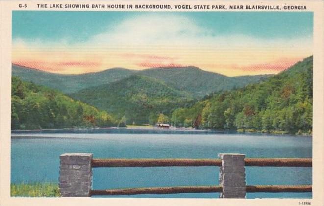 Georgia Blairsville Lake Showing Bath House In Background Vogel State Park