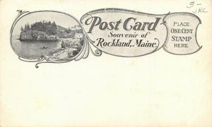 Rockland ME~Art Nouveau Postcard~Coast~Road Thru Woods~Lighthouse~Resort c1906 