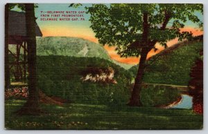 Pennsylvania~Delaware Water Gap From Promontory~PM 1948 Linen Postcard