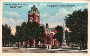 Vintage Postcard Madison County Courthouse And Monument Jackson Tennessee TN