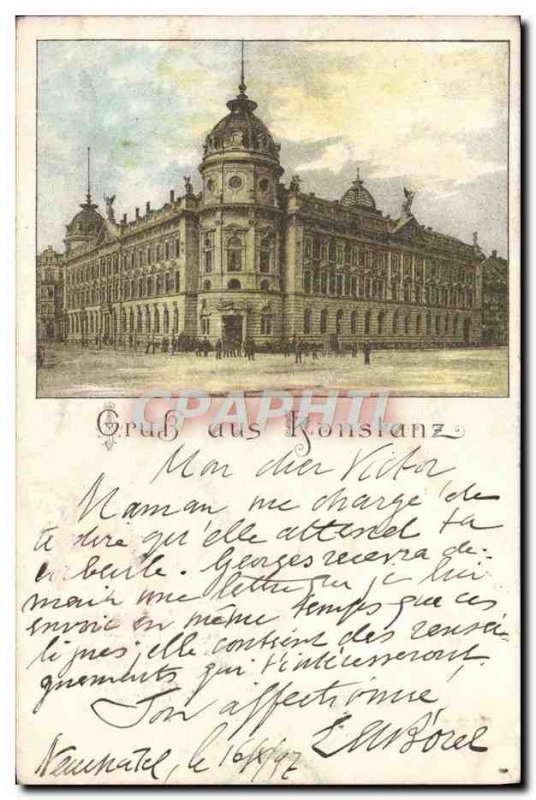 Old Postcard Gruss Aus Konstanz Map 1897