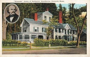 Postcard Wayside Home of Nathaniel Hawthorne Concord Massachusetts