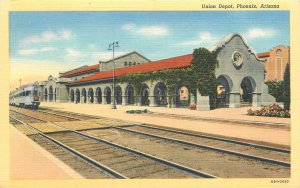 Arizona Phoenix Union Depot railroad  Lollesgard Teich 1940s Postcard 22-10374