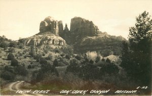 Postcard RPPC Photo 1940s Arizona Oak Creek Canyon Twin Peaks Cook 22-12837