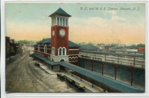 D L & W Railroad Depot Newark New Jersey 1910c postcard