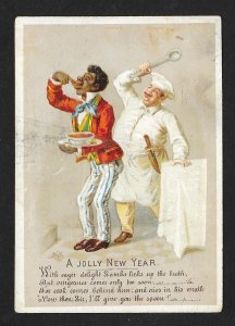 VICTORIAN TRADE CARD Dry Goods Store Black Waiter