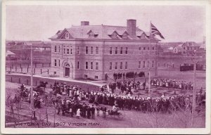 Virden Manitoba Victoria Day 1907 Elkhorn MB Cancel 1908 Postcard H29