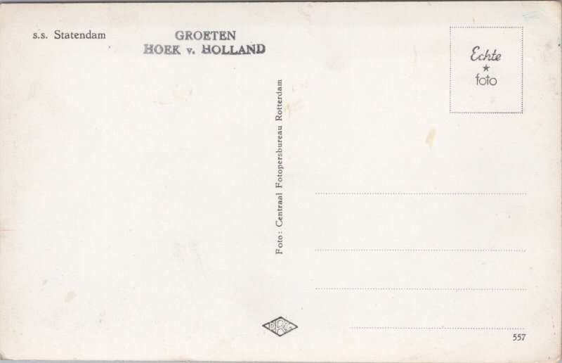 SS Statendam Ship Hoek van Holland Vintage RPPC C016