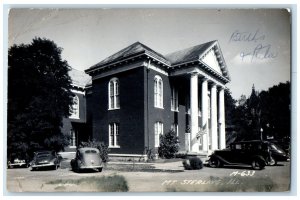 1950 Court House Building Cars Mt. Sterling Milan Illinois RPPC Photo Postcard