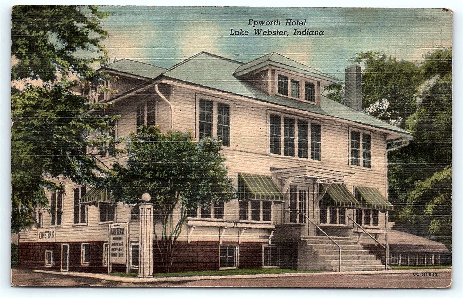 Postcard IN Lake ster Epworth Hotel Vintage Linen R21 United
