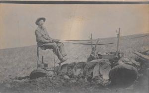 8005  Farmer on Horse Drawn Plow Tilling Field  RPC