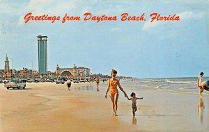 GREETINGS FROM DAYTONA BEACH FLORIDA-NEW LOOKOUT TOWER~1968 POSTCARD