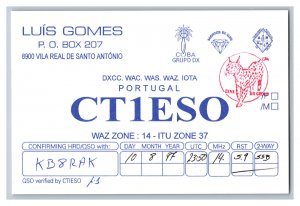 Postcard QSL CB Ham Radio Amateur Card From Portugal CT1ESO 