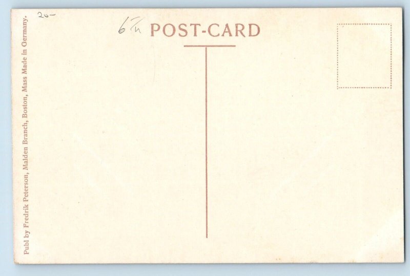 Christmas Postcard Mother Watching Children Sleeping With Christmas Tree c1910's