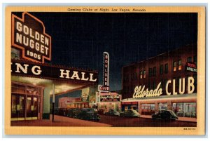 c1940 Gaming Clubs Night Exterior Building Las Vegas Nevada NV Vintage Postcard