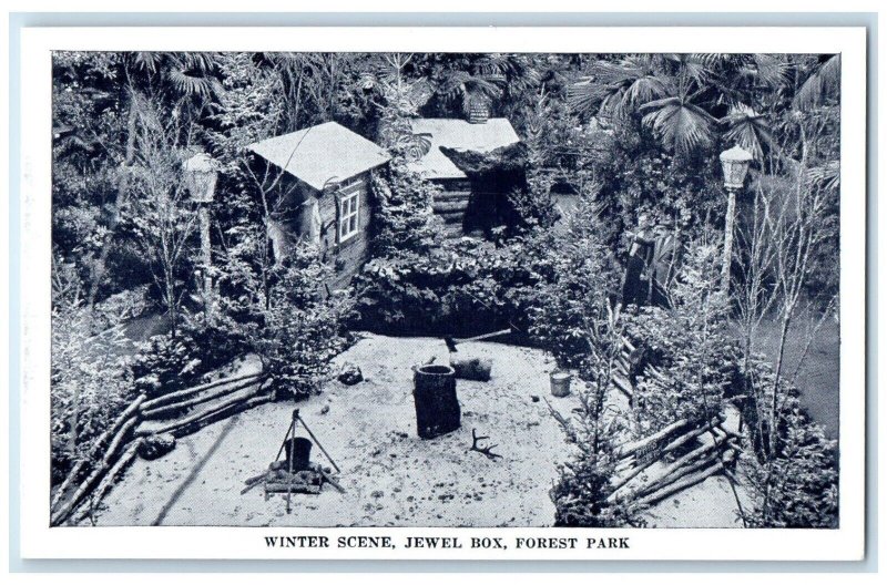 c1940 Winter Scene Jewel Box Forest Park St Louis Missouri MO Unposted Postcard