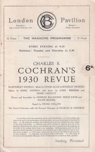 Charles Cochran 1930 Musical Revue London Pavilion Old Programme