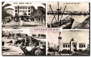 Old Postcard Remembrance Sfax Tunisia Jerome Place Fidele City harbor view na...