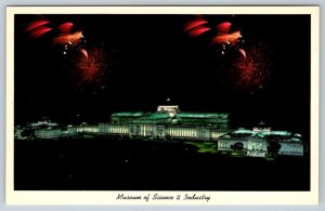 Museum Of Science & Industry, Night View, Chicago, Illinois, Chrome Postcard #2