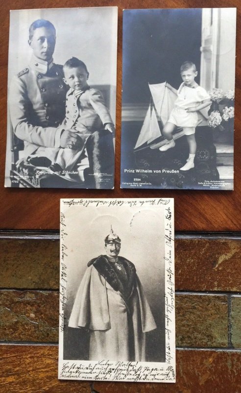 Germany 3 Vintage postcards Kaiser Wilhelm II and other Royalty members 