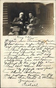 Men Sitting Together - Cromwell CT Connecticut Cancel Real Photo Postcard 1905