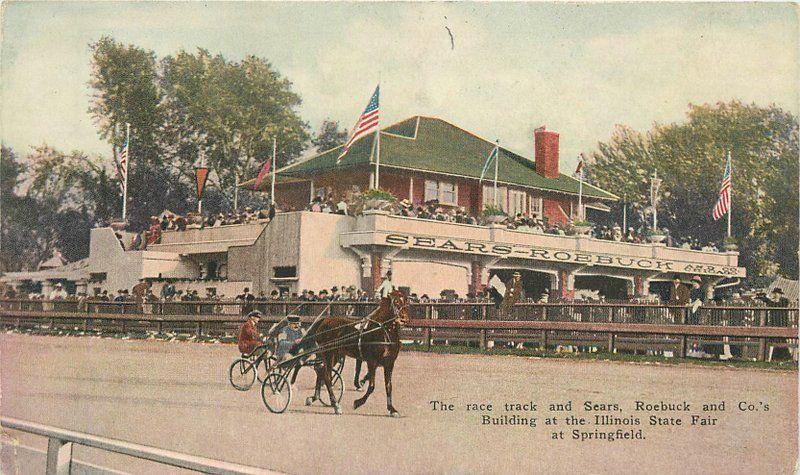 c1910 Illinois State Fair Springfield Sears Roebuck Building Harness Racing