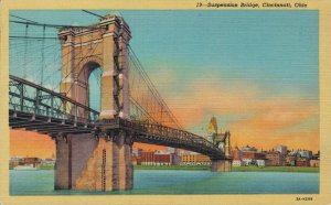 USA Suspension Bridge Cincinnati Ohio Vintage Postcard 06.12