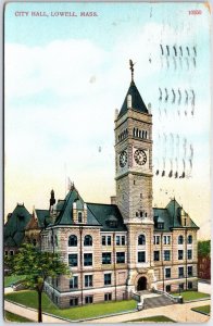 VINTAGE POSTCARD CITY HALL BUILDING AT LOWELL MASSACHUSETTS POSTED 1912