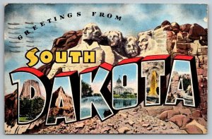 Large Letter Greetings From South Dakota  1944   Postcard