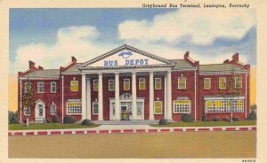 Greyhound Bus Terminal Lexington Kentucky linen postcard