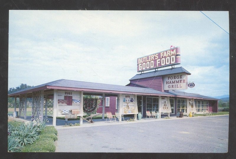 PIGEON FORGE TENNESSEE BUTLER'S FARM RESTAURANT VINTAGE ADVERTISING POSTCARD