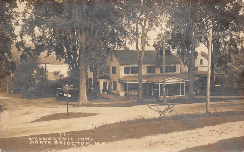 WYONEGONIC INN North Bridgton, Maine Roadside Hotel RPPC Vintage 1927