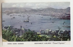 P3145 vintage postcard northwest airlines hong kong harbor orient express