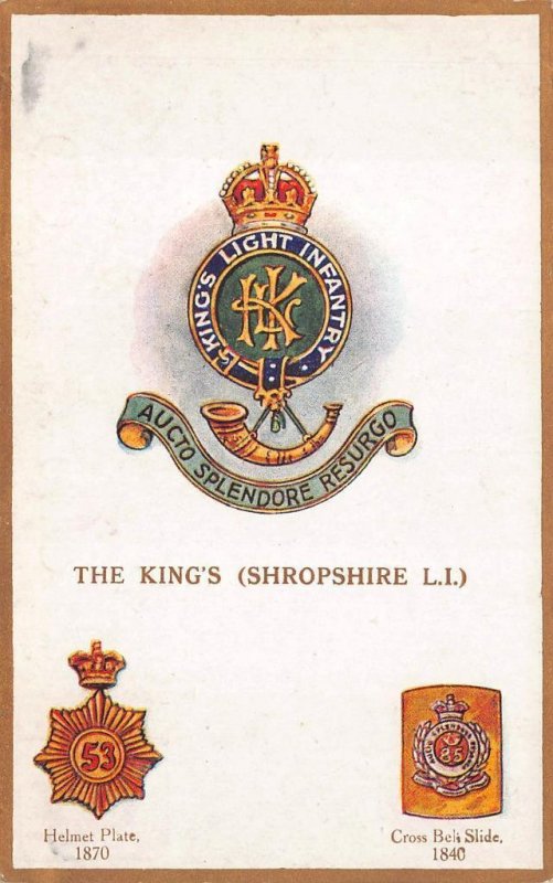 KING'S LIGHT INFANTRY THE KING'S SHROPSHIRE MILITARY UK TUCK POSTCARD (c. 1910)