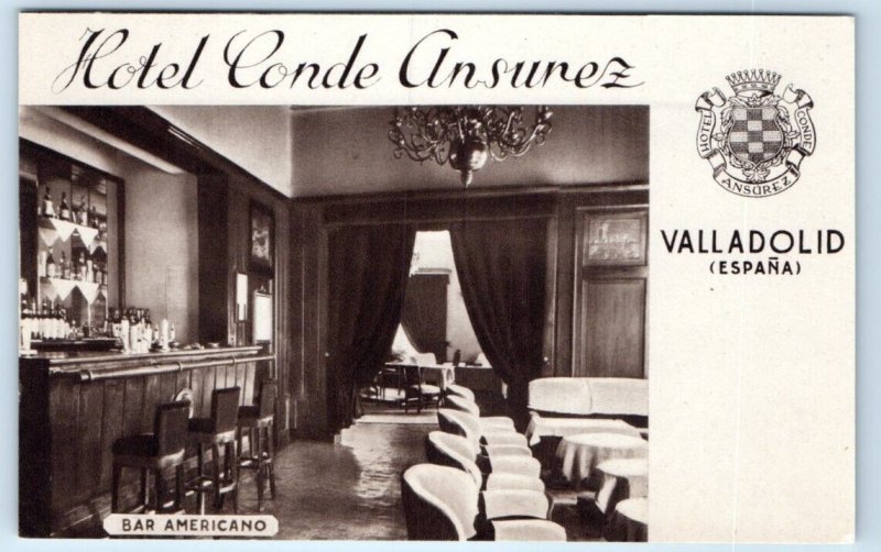 HOTEL Conde Ansurez Bar Americano VALLADOLID Spain Heraldic Postcard