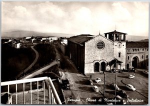 Perugia ~ Chiesa di Monteluce e Policlinico Italy Real Photo RPPC Postcard