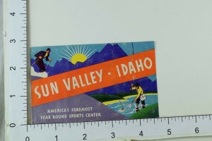 C. 1930's-40's Poster Stamp Luggage Label Sun Valley Idaho Sports Center E6