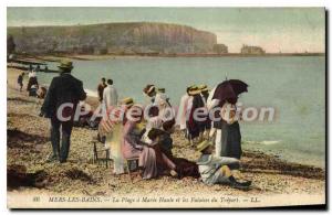 Old Postcard Mers Les Bains Beach A Maree Haute And The Cliffs Of Treport