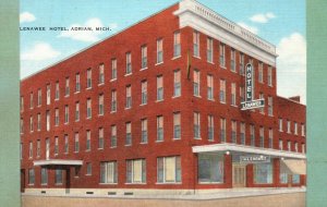 Vintage Postcard 1930's Lenawee Hotel Building Adrian Michigan MI Pub Kropp Co.