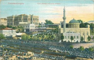 Turkey Constantinople of Istanbul Yildiz-Kiosque military parade and mosque